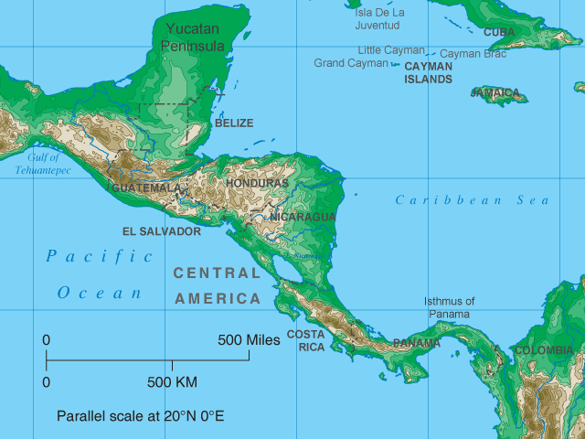 Detailed Relief Map Of Central America Central America And The Images